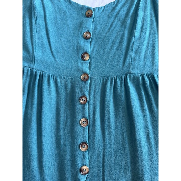 Kori America Jumper Romper Sleeveless 1x Green Adjustable Straps Bohemian Flowy - Picture 7 of 12